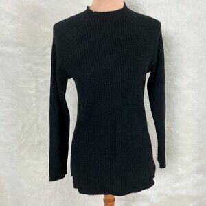 Nap Loungewear Black Ribbed 100% Cashmere Funnel Neck Tunic Sweater NWT M